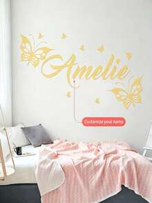 Custom Designed Classic Butterfly & English Letter Wall Decals, Suitable For Bedroom, Living Room, Study And Dining Room Decoration, Self-Adhesive Removable PVC Wall Stickers - Multicolor - View 9