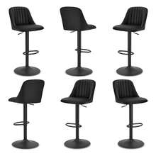Goeurvant Height Adjustable Bar Stools 360° Swivel Breakfast Bar Chairs With Backrest And Matte Black Metal Base Modern Counter Stools For Living Room And Home Bar Set Of 2/4/6-Black PU Leather - Black PU Leather - View 9
