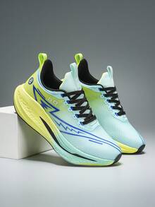 1 Pair Contrast Color Casual Lace-Up Men's Casual Sports Shoes Outdoor All Season - Yellow-green - View 5