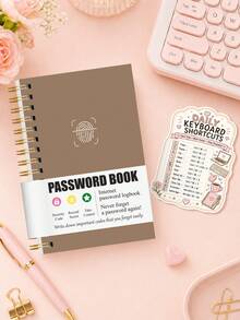 1 Set Buku Sandi & Stiker Pintasan Keyboard, Aksesoris Meja Kantor, Perlengkapan Kantor, Petunjuk Sandi Nama Pengguna Situs Web, Pengatur Email & Catatan untuk Rumah, Kantor & Hadiah Halloween - Buku Sandi A6 - View 8