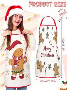 1/2/4pcs Christmas Gingerbread Apron, Filled With Festive Atmosphere. Suitable For Kitchen Cooking, A Great Item For Family Gatherings. Also Makes A Wonderful Gift For Friends. - Multicolor - View 3