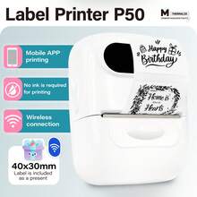 Marklife P50 White Thermal Label Maker, Inkless Printer, Portable Wireless Label Printer For Barcode, QR Code, Jewelry, Retail Clothing Tag, Labeling, Home, Office, Compatible With Phone Android, IOS, With 1 Roll Sticker - Multicolor - View 13