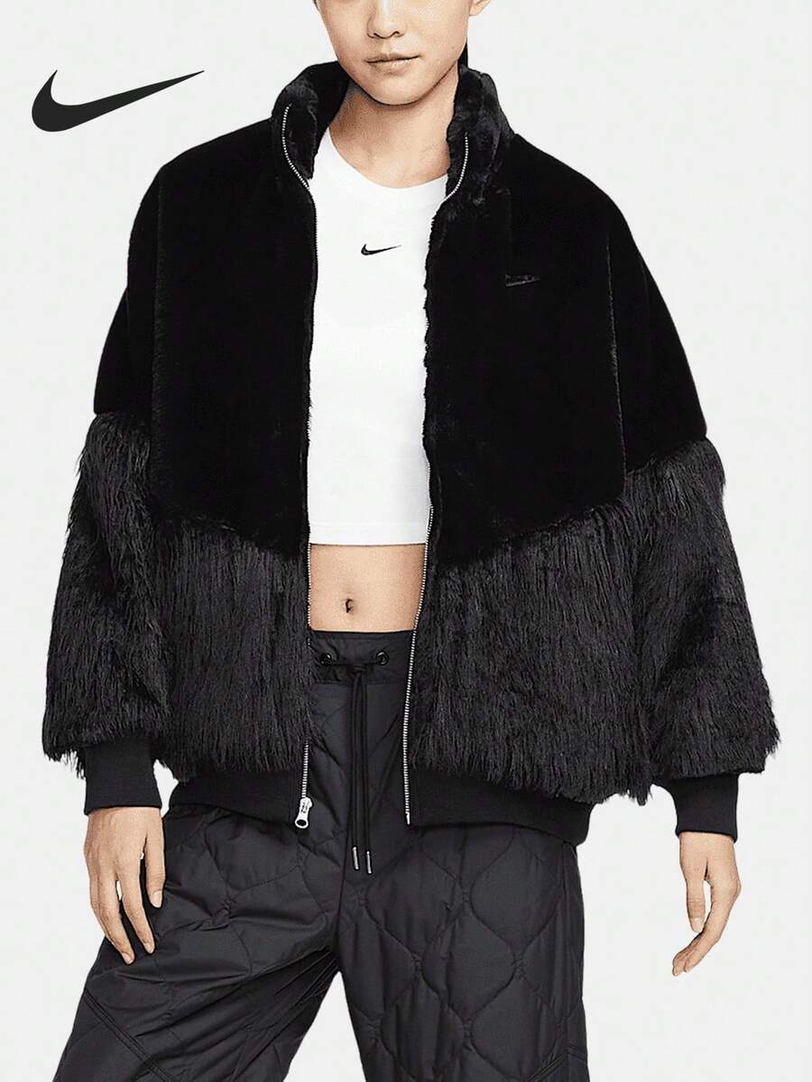 Nike Authentic Women's Sporty Patchwork Fashion Stand Collar Jacket HV8464-010 - HV8464-010 - View 1