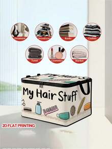 All My Hair Stuff Storage Box With Lid, Foldable Storage Box, Storage Box, Storage Box, Large Capacity, Book Organization, Holiday Gift, Office Organization, Under Bed Storage, Rental Home Organization, Can Be Used For Work, School, Dorm Storage, Back To School, Travel Essentials, Dorm Essentials, Wedding Bride Gift, Mother's Gift, Birthday Gift, Holiday Souvenir, Back To School Gift, Graduation Gift - Multicolor - View 8