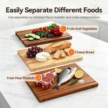 LDQ 4pcs (3pcs Cutting Boards + 1pc Base) Wood Book-style Wooden Chopping Board with Storage Rack- for Kitchen (meat, Fish, Fruits, Vegetables, Bread),wooden Cutting Board,book Cutting Board,Mother's Day Gifts,Cutting Board,Wood Cutting Board Set - 4 Stk. (3 Schneidebretter + 1 Basis) - Übersicht 4
