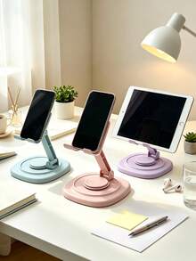 1pc 360° Rotatable Aluminum Alloy Adjustable Tablet Stand, 360° Rotatable Folding Tablet Holder, Universal Smartphone Tablet Desktop Stand, Multi-Angle Silicone Non-Slip Base Folding Desktop Stand, Back To School Supplies - Multicolor - View 3