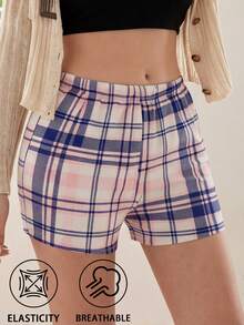CELILIN 2 buah Legging Anti Gesekan Wanita, Celana Pendek Boxer Motif Kotak-kotak yang Nyaman di Kulit - MultiWarna - View 2