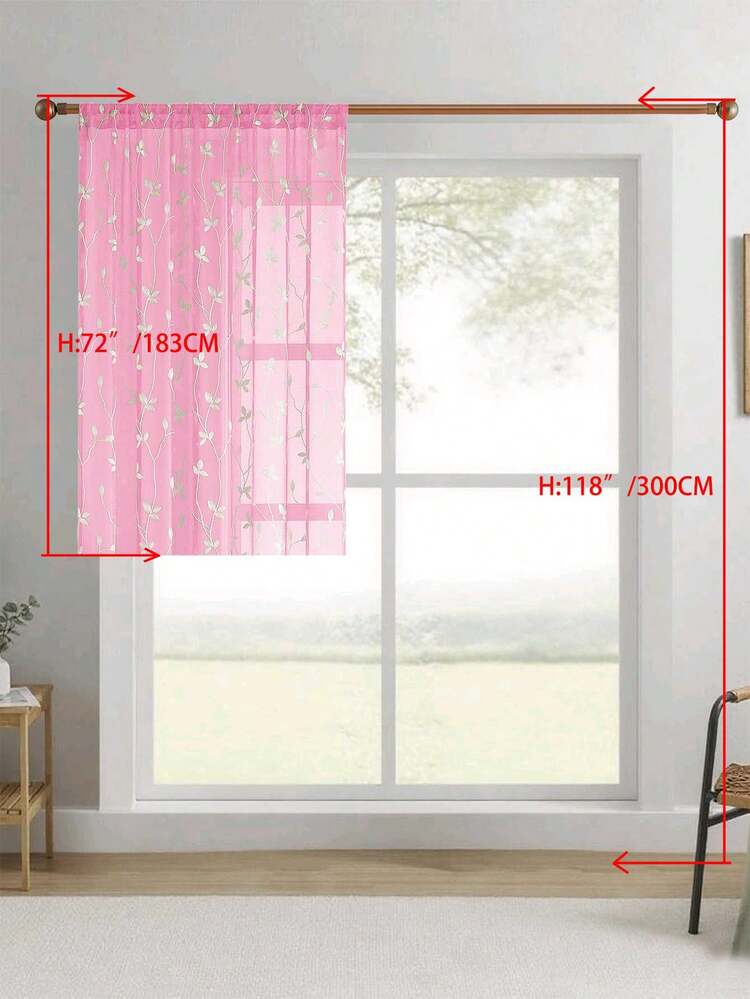 1pc/2pcs Premium Boho Style Embroidered Sheer Curtains For Living Room & Bedroom, Minimalist Line Art Voile Drapes, Fade Resistant Soft Light Blocking Breathable Home Decor, Easy To Install And Maintain - Pink - View 55