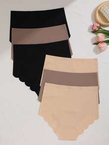 6pcs Women Seamless High Waist Simple & Comfortable Stretchy Fan-Shaped Panties - Multicolor - View 3