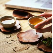 1pc Black Walnut Wood Coaster, Teapot Mat, Heat Resistant, Coffee Cup Coaster, Suitable For Dining Table Decoration, Restaurant, Kitchen, Living Room, Bohemian Style Kitchen And Living Room Decor Dining Table Coaster, Holiday Gift - Multicolor - View 4