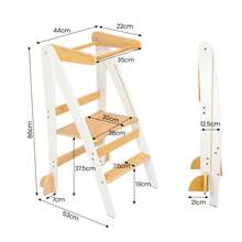 Foldable Wooden Learning Tower – Step Stool, Space-Saving Kitchen Helper For Learning Activities & Bathroom - White - View 2