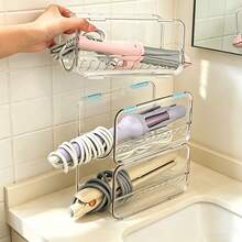 1/2pcs Stackable PET Curling Iron Storage Rack Hair Styling Tool Organizer - Clear - View 1