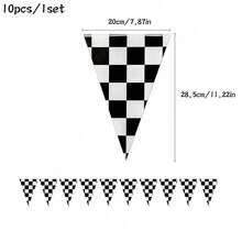 3 Sets/1 Set Black And White Checkered Triangle Bunting Banner 49ft/Set Racing Theme Party Decoration Racing Theme Triangle Bunting Racing Party Birthday Party Outdoor Indoor Decoration - Black and White Checkered - View 13