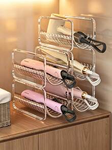 1pc Stackable Transparent Hair Tool Storage Rack, Curling Iron Holder, Hair Dryer Storage Box, Curling Wand Organizer, Item Storage Shelf, Straightening Brush Organizer, Flat Iron Holder, Stackable Design, Countertop Style, Suitable For Bathroom, Countertop, Vanity, Washbasin, Toilet, Entryway, Practical Storage Shelf - Multicolor - View 6