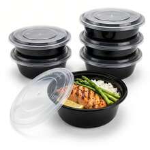 700ml Bento Box, Reusable Stackable Food Storage Container With Lid, Leak-Proof Portable Takeout Lunch Box, Black - Transparent + Black - View 3