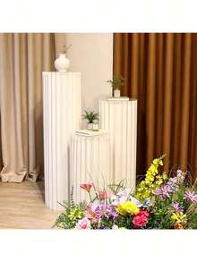 1/3/4pcs Elegant Foldable Roman Column Wedding Display Stand, Collapsible Cylindrical Paper Column For Birthday Party, Mall Party Decoration Prop - LMZ - View 1