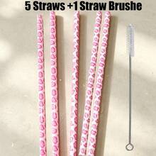 10/20pcs Reusable Leopard Print Plastic Straws With 1/2pcs Cleaning Brush, Suitable For Women's Water Cups, Fit For Birthday Party Drinking - Multicolor - View 16