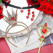 4pcs Queen Of Hearts Party Costume Accessories, Heart-Shaped Headband, Crown, Hairband, Scepter, Sexy Women's Halloween Costume, Prom, Music Festival, Carnival Party - Multicolor - View 5