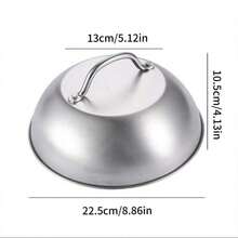 1pc Stainless Steel BBQ Grill Lid, 6/9 Inch Mini Portable Furnace Lid With Handle, Suitable For Outdoor Camping, Picnic And Kitchen Use, Multi-Functional Kitchen Lid | Dome Shape Lid | Durable Cookware - Silver - View 8