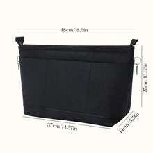 1pc Felt Inner Bag, Multi-Functional Washable Large Capacity Bag-In-Bag, Cosmetic Bag, Home Storage Organizer, Desktop Organizer, Inner Support Bag, Toiletry Bag, Miscellaneous Storage Bag - Black - View 13
