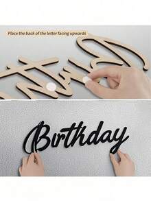 Biển trang trí chữ gỗ đặc sơn mài đen họa tiết chữ viết tay Happy Birthday phong cách thời trang hiện đại, đúc nguyên khối nhẹ, kết cấu ổn định, phù hợp trang trí phông nền tường chụp ảnh và cổng bóng bay tiệc sinh nhật - A - Xem 6