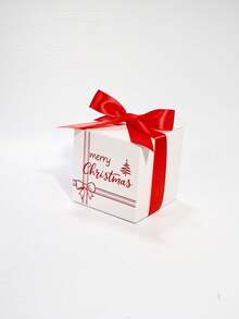 5 hộp quà Noel bọc sẵn hình vuông tối giản với họa tiết ruy băng chéo và thông điệp ngày lễ viết tay, giá đỡ quà mini lắp nhanh cho trao đổi văn phòng, tiệc tối mùa đông, họp mặt gia đình và bàn tiệc lễ hội - 8X8X8cm - Xem 11