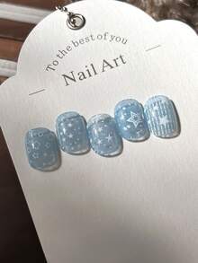 Star Nail Art Print Steel Plate Fine Star Dot Chain Mesh Pattern DIY Nail Transfer Template - Multicolor - View 5