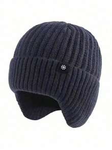1pc Men's Thick Wool Earflap Knit Hat, Perfect Gift For Father, Ideal For Christmas Or Valentine's Day - A - View 5