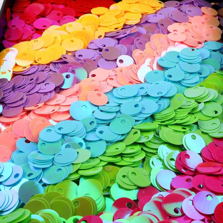 15mm Big Hole Flat Round Sequin Paillettes Large Hole 4mm PVC Loose Sequins And Spangles For Embroidery Applique Knitting Arts Crafts And Embellishment 210pcs/Bag 20g - 20 Grams - View 1