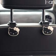 SANRIO 2件組 Hello Kitty 車用座椅背掛勾收納架,可愛鑰匙圈與口罩收納,耐用 ABS 塑料,粉色/黑色,適用於大多數車型,汽車配件,車鑰匙掛鉤,趣味設計,結構穩固,送給家人朋友的貼心禮物 - A - 查看 14
