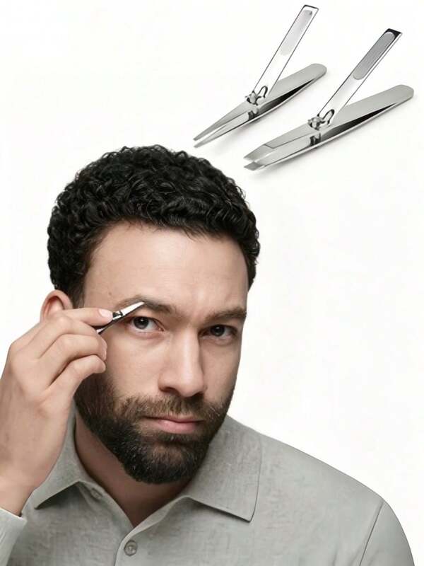 2026 New Thickened Stainless Steel Eyebrow Tweezers, Non-Slip Handle Riveted Lever Design, Easy To Use, Suitable For Plucking Eyebrows And Beard, Pointed And Wide Tips Optional