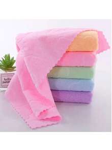4pcs Random Embossed Bear Design Quick-Dry Soft Absorbent Thick Face Towels For Home Use - Multicolor - View 6