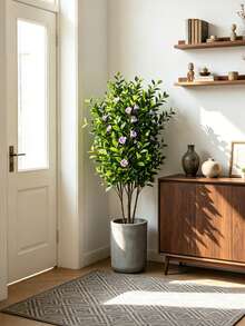 Kmitang 100-130cm Large Artificial Ficus Plants Fake Bauhinia Trees Branch Real Touch Magnolia Leafs With Silk Flower Plastic Hibiscus Leafs False Tall Banyan Tree For Home Garden Wedding Indoor Decor Without Pot 1PC - Multicolor - View 3