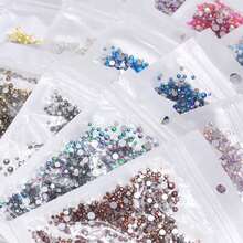 80+ Colors Silver Base Non-Hotfix Mixed Size SS3-SS20 1440pcs High Quality Handmade Rhinestones, Suitable For Wedding Dress Accessories And Other Applications - Silver Base, Mixed Sizes - View 3