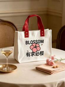 L'Occitane Fabric Makeup Bag With Logo Print Waterproof Zipper Large Capacity Portable Travel Toiletry Bag Matching Gift For Skincare Set LOCCITANE‑GIFT‑40 - White + Red - View 3