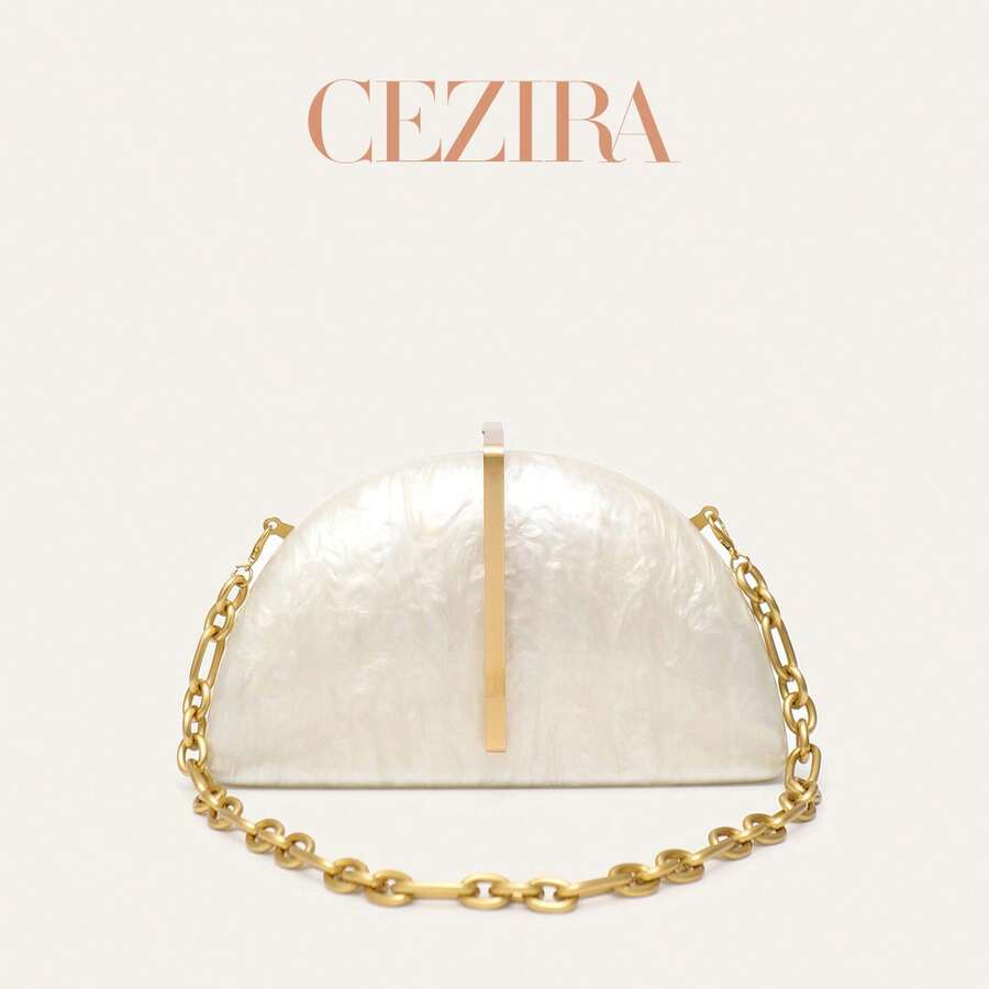 CEZIRA Semi-Circular Dome Acrylic Box Evening Bag For Women, Luxury Glamorous Designer Chain Shoulder Bag Clutch, Suitable For Party, Banquet, Wedding - Multicolor - View 1
