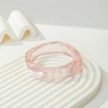 1pc Pink Fresh Geometric Asymmetrical Resin Bracelet, High-End Fashion Ins Style Bangle For Women - Pink - View 4