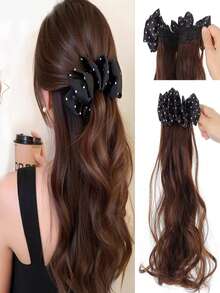 Ponytail Wig For Women Polka Dots Banana Wave Clip Deep Wave Clip To Create Volume And Add Thickness To The Hair - Multicolor - View 11