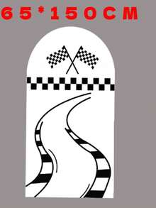 1pc/65pcs 2D Flat Chiara Arch Racing Backdrop - Durable Lycra Spandex Fabric, Black & White Checkered - Suitable For Event And Party Decoration (Stand Not Included) - Multicolor - View 12