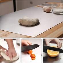 1pc Stainless Steel Cutting Board, Kitchen Essential - Large Stainless Steel Cutting Board With Lid And Non-Slip Pad, Suitable For Countertop, Used For Cutting Meat, Vegetables, Bread And Baking, Kitchen Accessory - Silver - View 5