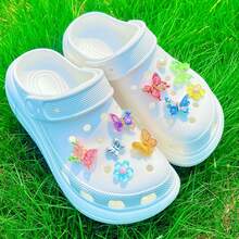 10pcs/Set Bunga & Kupu-kupu 3D dari Resin Dekoratif, Cocok untuk Sandal - Berwarna merah muda - View 8