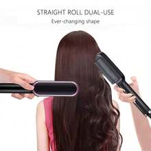 LUYAO Circular Straightening Comb, 2-In-1 Straightening Comb And Hot Comb, Fast Heating, Multiple Temperature Settings, Anti-Scald, Suitable For Professional Salon And Home Use - Black - View 6