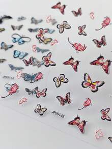 2pcs 3D Embossed Watercolor Butterfly Face Stickers, Waterproof Butterfly Face Decor Stickers; Suitable For Music Festivals, EDM Parties, Cosplay, Wedding Bridal Makeup - Multicolor - View 8