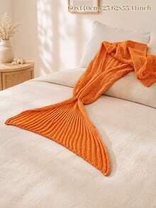 1pc Customized Text Embroidered Mermaid Tail Knitted Throw Blanket, Reusable Home Knitted Blanket, 5 Colors Available, Home Decor Accessory, Suitable As Holiday Gift For Parents, Spouse, Relatives, Ideal For Sofa Layering, Bedroom Arrangement, Daily Relaxation - Multicolor - View 10