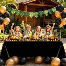 3 Pieces1-Piece Leopard Print Tablecloth 51 X 86 Inches Wildlife Tablecloth Cheetah Print Party Decoration For Safari Baby Shower Wedding Birthday Party Gift - Black - View 5