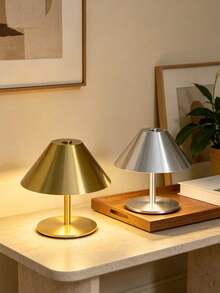 OBOVAY 1pc Portable Touch Control Desk Lamp, Cone-Shaped Metal Body With Lampshade, 3 Color Temperatures Adjustable, Brightness Adjustable, Unique Touch Operation, For Bedroom, Home And Office Decoration - Multicolor - View 2