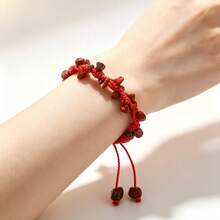 1Pc Boho Handmade Natural Crushed Crystal Bracelet Adjustable Summer Beach Dainty Stackable Bangle Wristband Jewelry Gift For Women - Multicolor - View 6