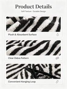 2/6/8PCS Black Zebra Print Towel Set Striped Towel Set Fashionable Coral Fleece Soft Bath Towels For Bath Spa Gym Super Absorbent Bath Sheets - Black - View 7