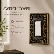 1PC 3D Printed Premium Plastic Gothic Vintage Carved Switch Plate, Retro European Style Wall Switch Decorative Panel, Halloween Personalized Soft Decor Switch Plate Suitable For Studio Wall Backdrop Scene - Multicolor - View 3