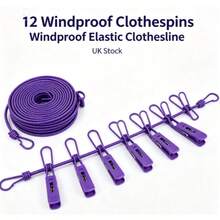 1pc Windproof Clothesline With 12 Clips, Portable Durable Retractable, Anti-Sag Design, Suitable For Indoor/Bathroom (Wall-Mounted Space-Saving) And Outdoor, Perfect For Travel, Camping And Holidays, Back To School Essential - Multicolor - View 8